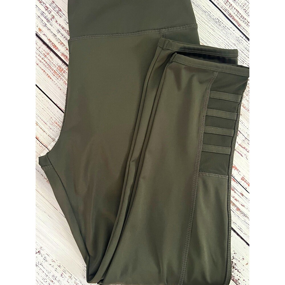 Absolutely Fit Women’s Green Leggings with Mesh Detailing- M